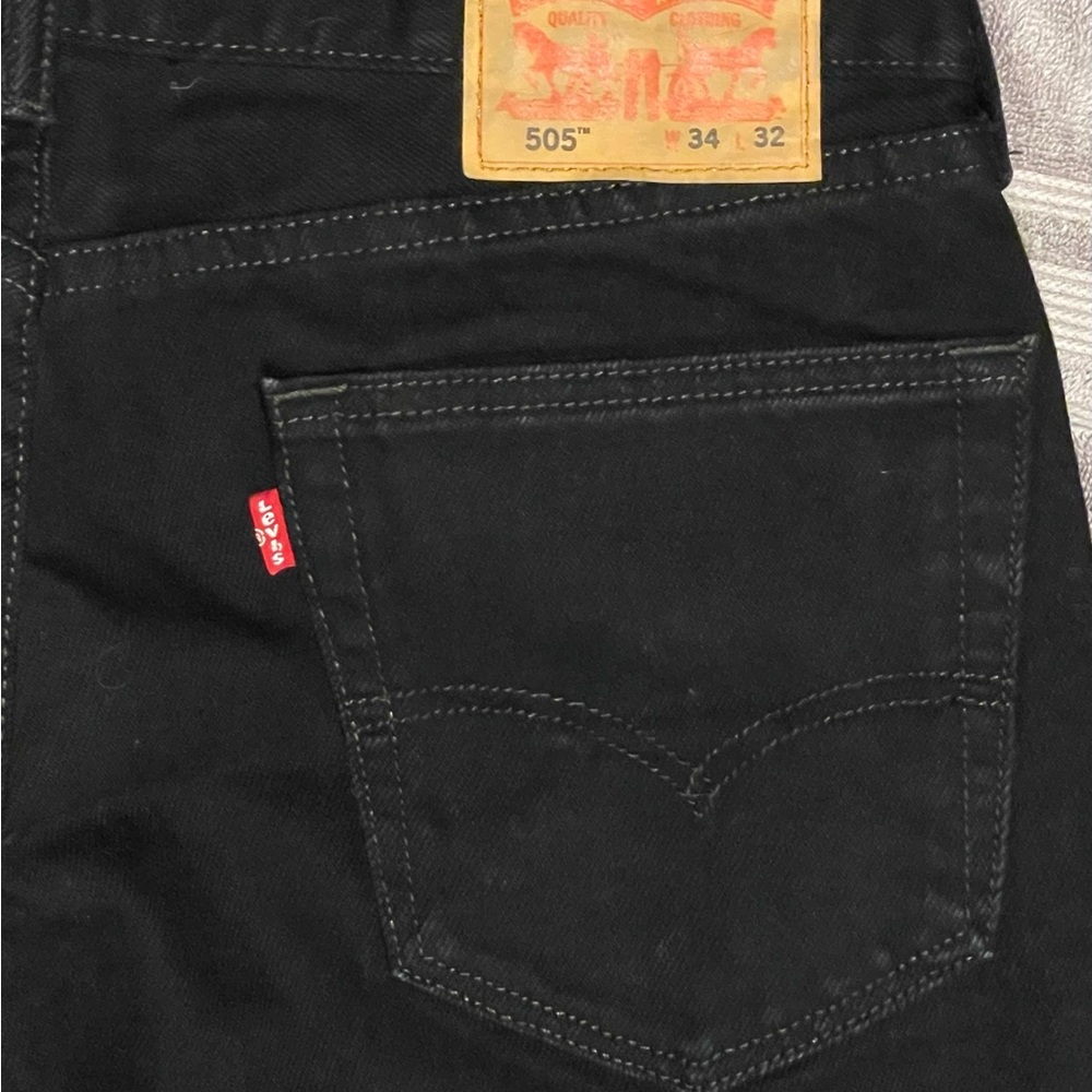 Levi's Men's Dark Black Jeans 505 W34 L32